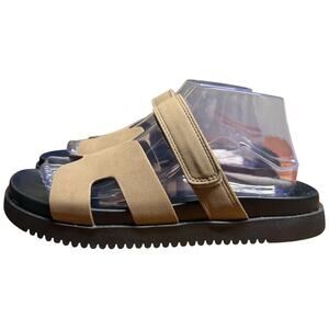 SM New York Steve Madden Moana Women's 8.5M Tan Black Slides Sandals Flatform